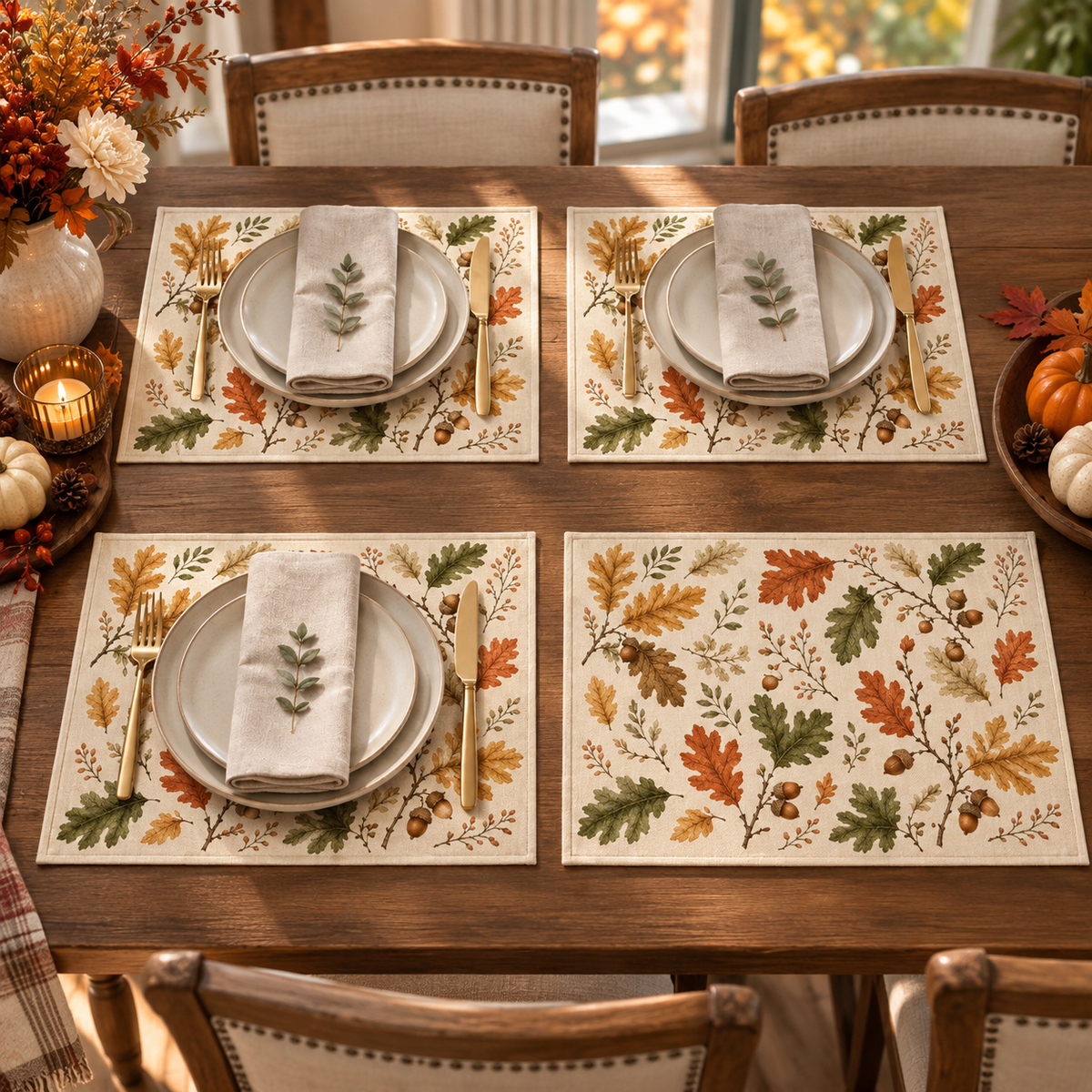 Autumn Leaves Placemats, Oak Leaf Acorn Dining Decor, 18x12 Inch Faux Linen-Look Table Mats, Rustic Fall Decor, Set of 4 or 6 8f907d3e-0da5-45f7-b588-ee7bf0bfa761-9a3c9b51-7058-4b2b-bbcd-77d2e5360f75.png