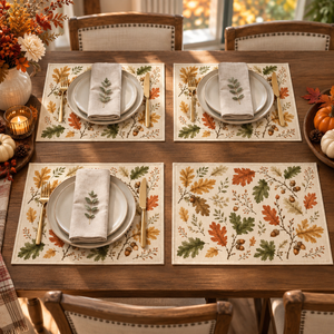 Autumn Leaves Placemats, Oak Leaf Acorn Dining Decor, 18x12 Inch Faux Linen-Look Table Mats, Rustic Fall Decor, Set of 4 or 6 8f907d3e-0da5-45f7-b588-ee7bf0bfa761-9a3c9b51-7058-4b2b-bbcd-77d2e5360f75.png