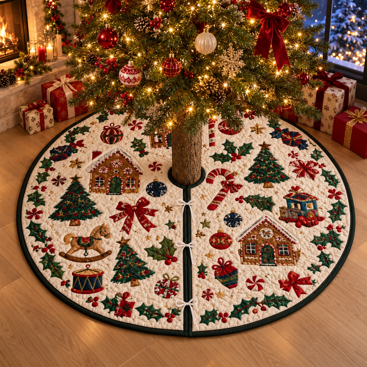 Quilted Christmas Tree Skirt, Gingerbread Christmas Tree Skirt, Vintage Holiday Tree Decor, Candy Cane Xmas Tree Skirt, Christmas Home Decor 8f9d88a1-3829-4677-a530-a04afe4bf4e5-banner-1.png
