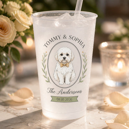 Wedding Pet Portrait Frosted Cups — Couple Names, Family Name & Date - Personalized Plastic Frosted Water Cup 8fa689d9-c9f0-4d58-b5a7-e2b2861c6bfb.jpg