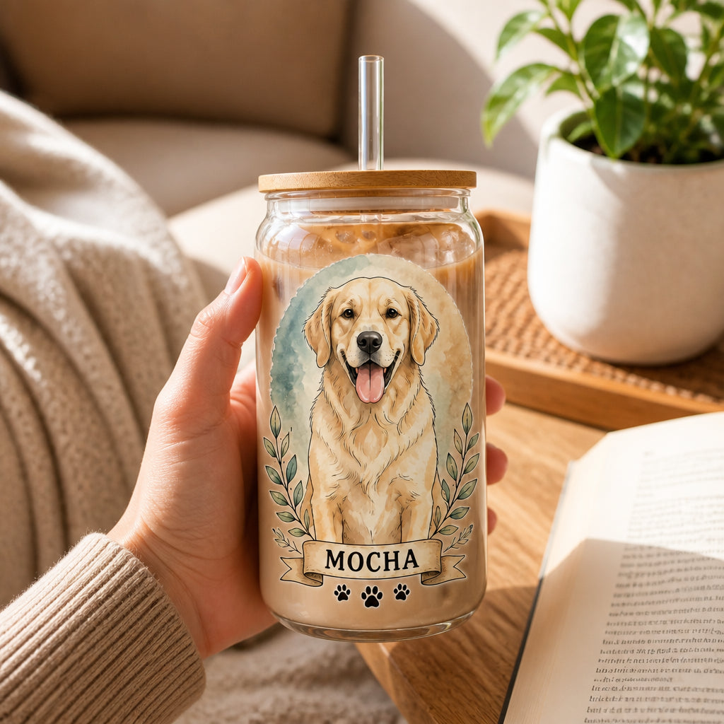 Custom Pet Portrait Glass Can Tumbler – Photo-to-Illustration with Name - Personalized Glass Tumbler 8fad92a6-7eee-47d9-abbc-c8800b542d32.jpg
