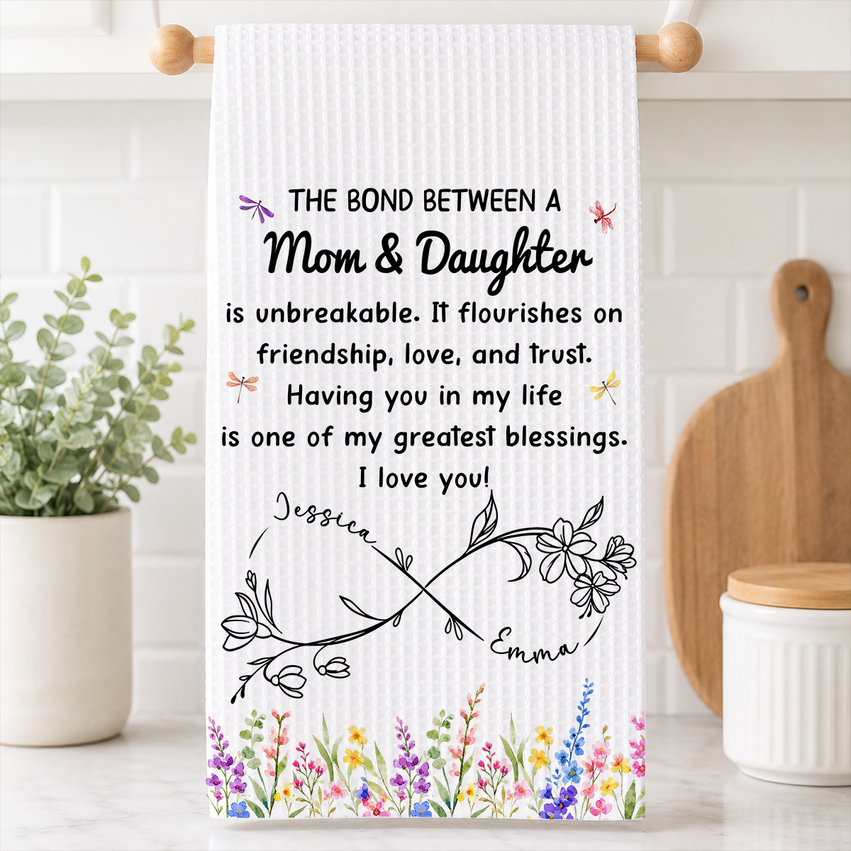 Mom and Daughter Unbreakable Bond - Personalized Name Waffle Weave Kitchen Towel, Housewarming Gift 8fb8dd8a-ec06-465e-8b3c-b500a689a305-1-31-.png