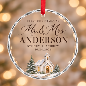 Personalized First Christmas as Mr. & Mrs. Crystal Ornament – Snowy Church with Custom Last Name, Couple Names & Wedding Date 8fbf68dc-0e36-4e94-8e00-0e60dc1eabe3-Image-Sep-28-2026-05_17_37-PM.png