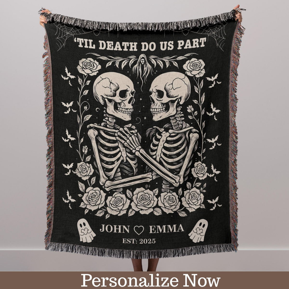 Skeleton Couple Till Death Blanket, Personalized Skeleton Lovers Wedding Blanket, Spooky Goth Couple Halloween Gift, Valentines, Anniversary 8feac5ae-b5ef-4cfb-a7c4-79447412254d-1.png