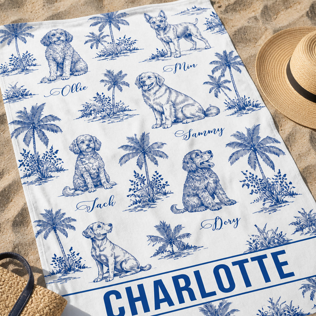 Coastal Toile Pet Names Beach Towel - Personalized Beach Towel 8fee5ba4-0563-489b-a700-4d59152bb586.jpg