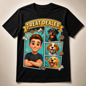 Treat Dealer Comic Panel Pet Parent Tee - Personalized T-shirt 8ff1c83d-b88f-47cc-a074-a008698746e6.png