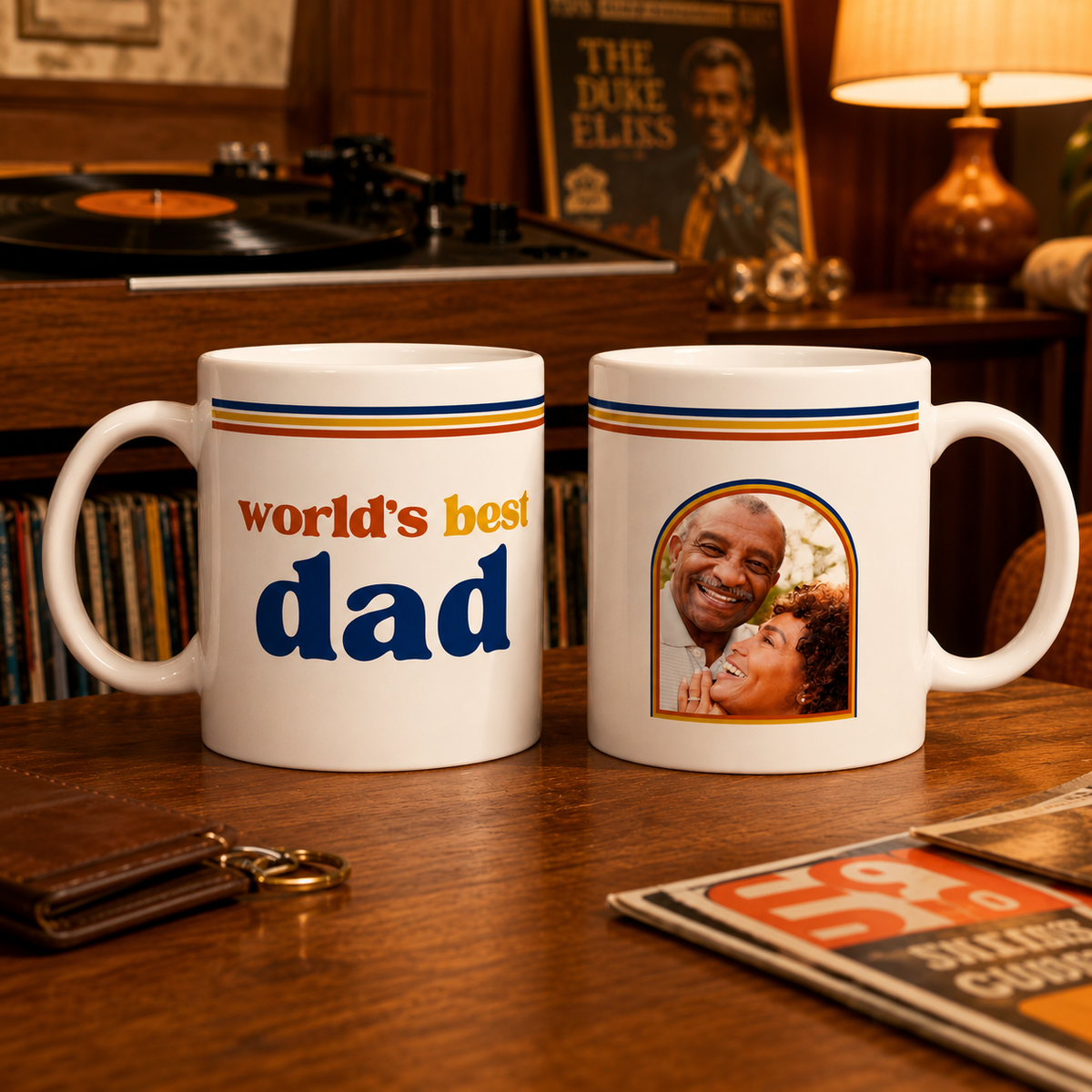 Custom World s Best Dad Photo Mug | Retro 70s Father s Day Gift | Vintage Dad Coffee Cup | New Dad gift | First Father's Day Gift