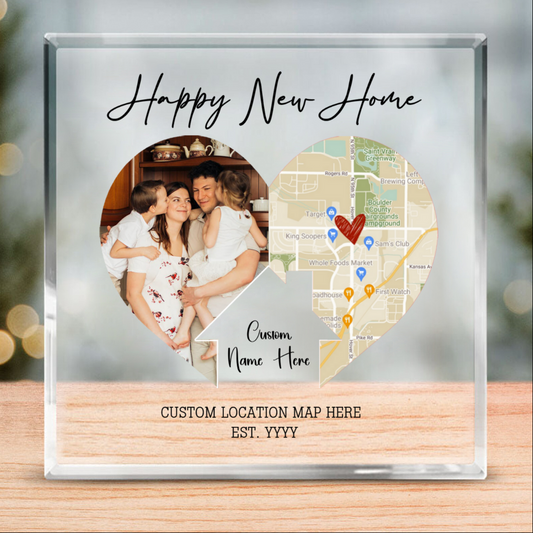 Personalised New Home Acrylic Plaque, Custom Happy New Home Plaque, Personalized Moving Gift, Housewarming Present, First Home Gift, New Home Present