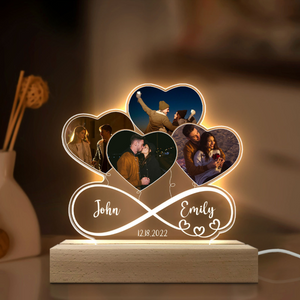 Infinity Love Heart Balloons Custom Photo - Personalized 3D LED Light - Gift For Couple