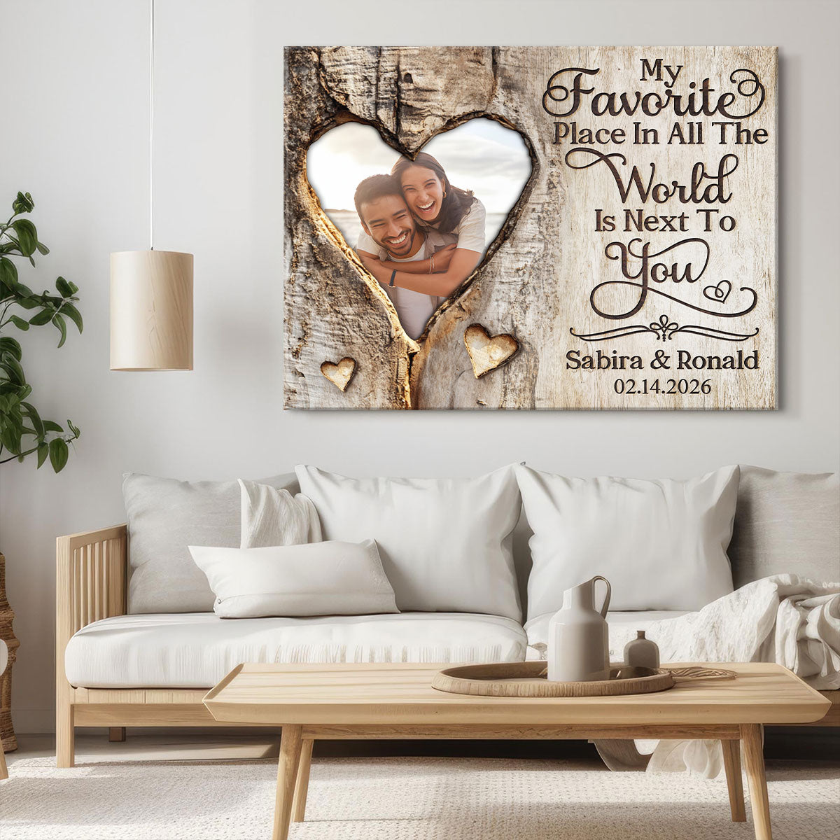 My Favorite Place Personalized Heart Photo Canvas Print Gift for Valentine s Day