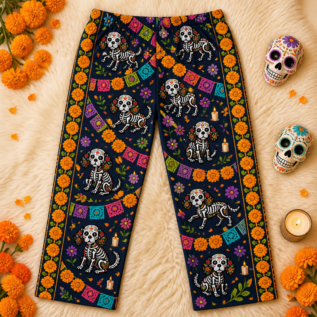 Day of the Dead Sugar-Skull Dogs Sweatpants - Sweatpants 902db409-a253-48cf-a434-1573a2a5f362.png
