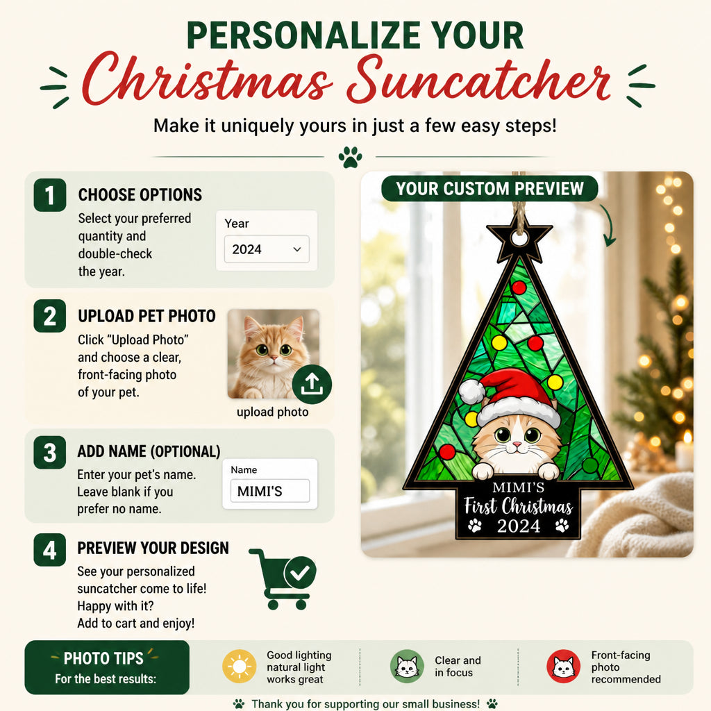 Personalized Cat First Christmas Suncatcher Ornament (Name & Year) - Personalized Suncatcher Ornament 904223c0-1345-4e93-8c9a-a1183acab1e0.jpg