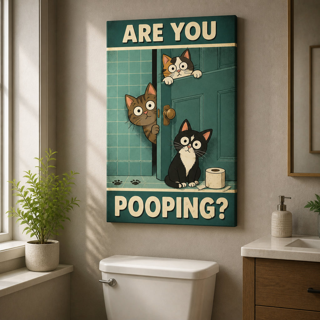 Are You Pooping? Funny Cat Bathroom Canvas - Canvas 9046b19f-ab85-4e87-9eb4-ecaa8d3c5496.jpg