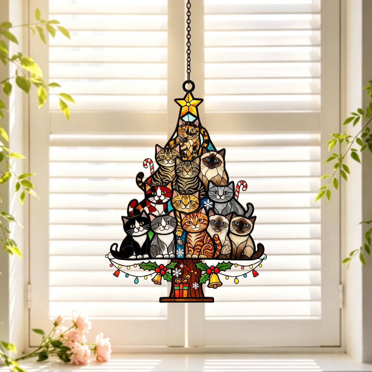 Cat Christmas Tree Acrylic Suncatcher, Christmas Tree Made of Cats Acrylic Suncatcher, Christmas Home Decor Cat Art, Gift for Cat Lovers 9073cded-bb0a-4f61-80e6-986aff0703c9-1.jpg