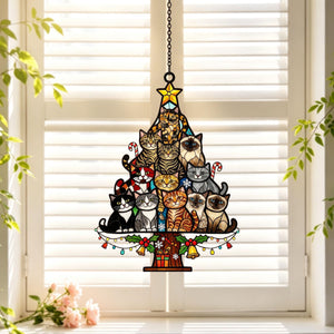 Cat Christmas Tree Acrylic Suncatcher, Christmas Tree Made of Cats Acrylic Suncatcher, Christmas Home Decor Cat Art, Gift for Cat Lovers 9073cded-bb0a-4f61-80e6-986aff0703c9-1.jpg