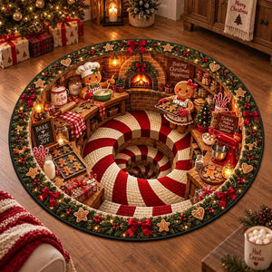 Christmas Baking 3D Illusion Round Rug, Gingerbread Baking Candy Cane Spiral Floor Mat, Holiday Living Room Decor, Xmas Gift 90800e26-5326-4e84-9eee-90bcab18690c-dffd-3-.webp