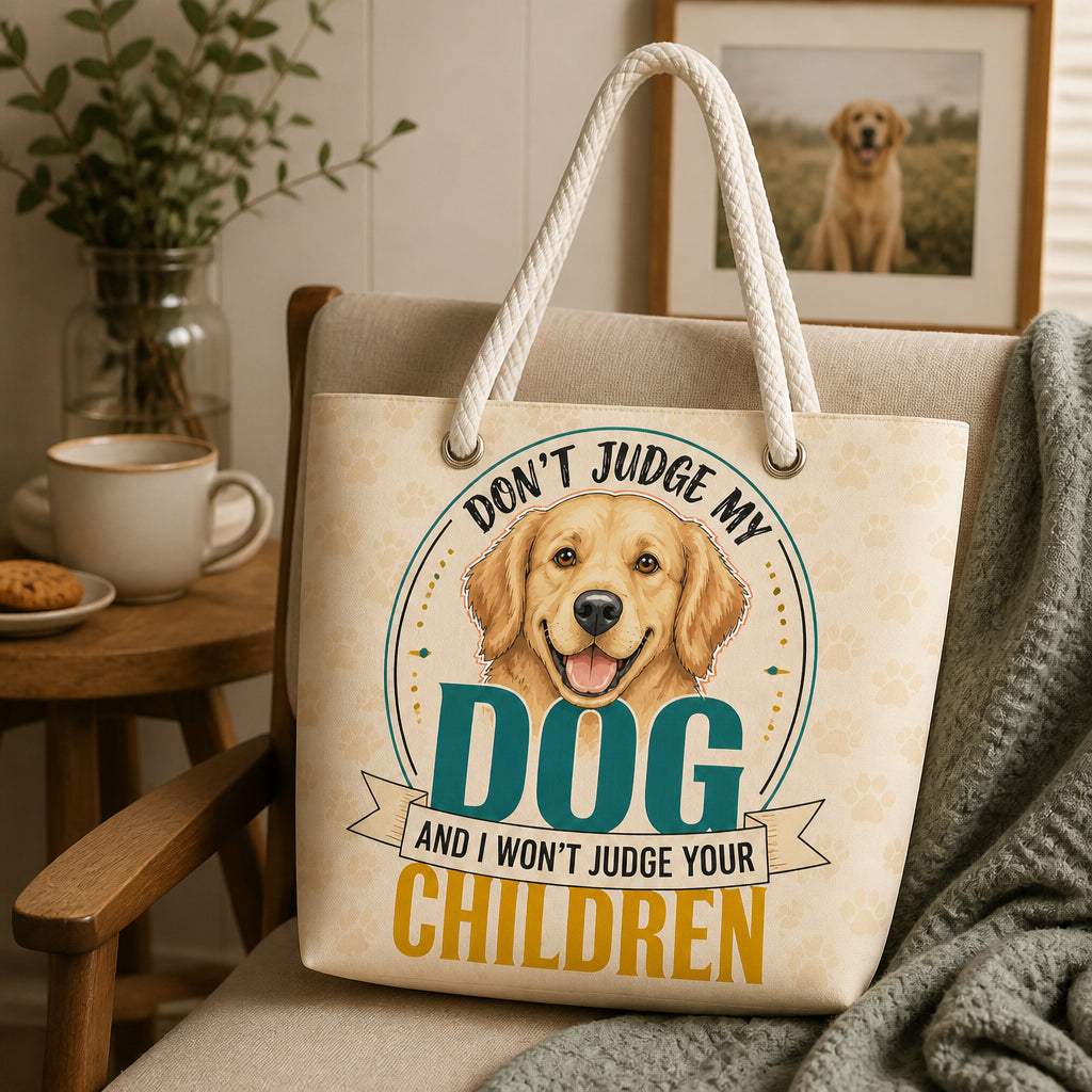 Don't Judge My Dog - Funny Dog Lover AOP Tote - AOP Tote 908bed11-8699-4945-acd1-2e3be227c63c.jpg
