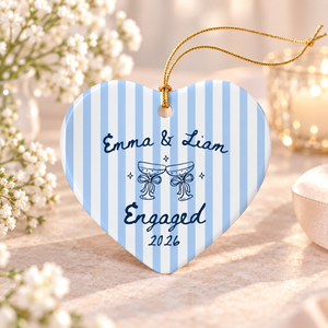 Engaged Ornament 2026 Custom Striped Engagement Ornament Ceramic Keepsake Wedding Gift for Engaged Couple Coquette Newlywed Gift Bride to Be 90bd4218-fc80-4743-a456-7dd7fd702880-e6f7b633-ed8e-4806-8ab1-c051eca75ee9.png