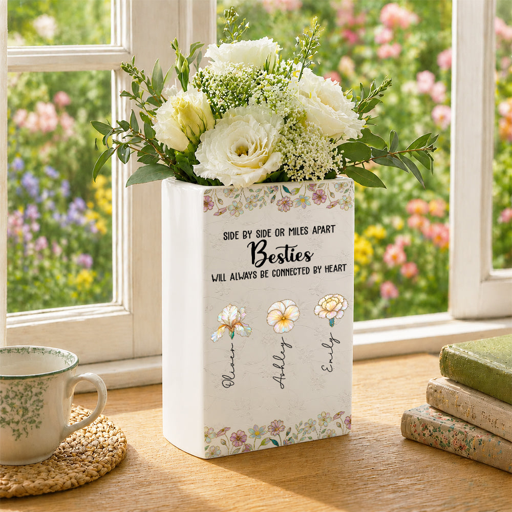 Sisters Always Connected Flowers - Personalized Ceramic Book Vase 90cd3b4b-e90c-4f81-ab52-75f77636f1c1-mk2-1-.jpg