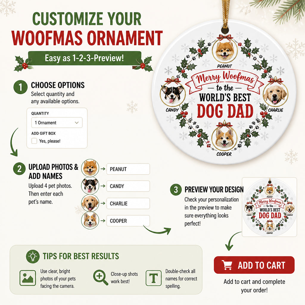 Merry Woofmas – World’s Best Dog Dad Photo Ornament - Personalized Ornament 90cd8d78-2932-45b8-896e-0eef8fc111c2.jpg