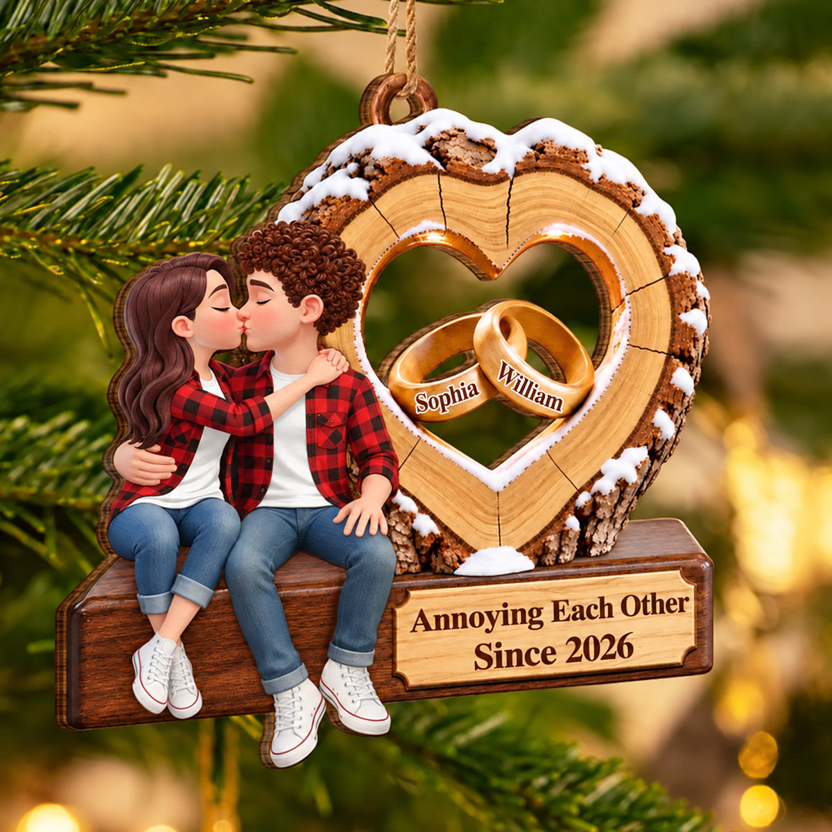Anniversary Couple Gift - Personalized Romantic Kissing Together Forever Wooden Ornament 90d554c7-9736-4ef2-89fe-12a5ccfcf7e3-mk-5.jpg