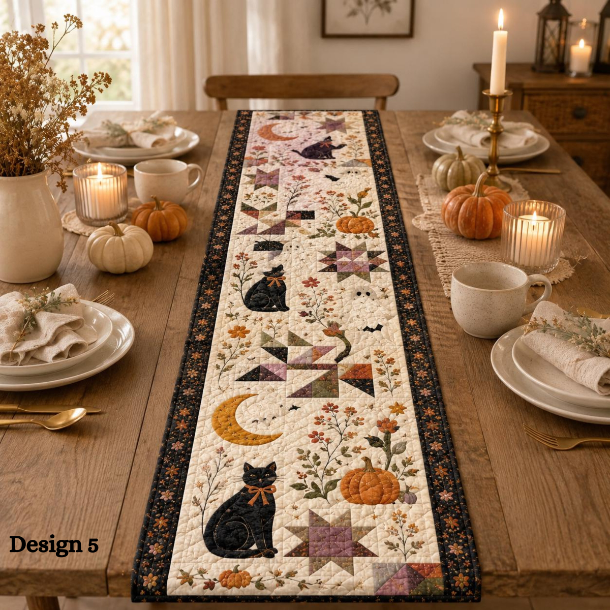 Halloween Quilted Table Runner, Fall Table Runner, Pumpkin Cat Ghost Bat Table Decor, Spooky Autumn Dining Table Runner Halloween Home Decor 90fcc146-4048-46ce-b4a8-3f9bd9741bac-banner-5.png