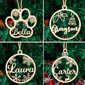 Personalized Christmas Ornaments with Name,Wooden Christmas Tree Ornaments 2025 with Custom Family Name for Kids Adults,Xmas Ornaments for Christmas Tree Gifts (01-6 Styles of Christmas Ornament)