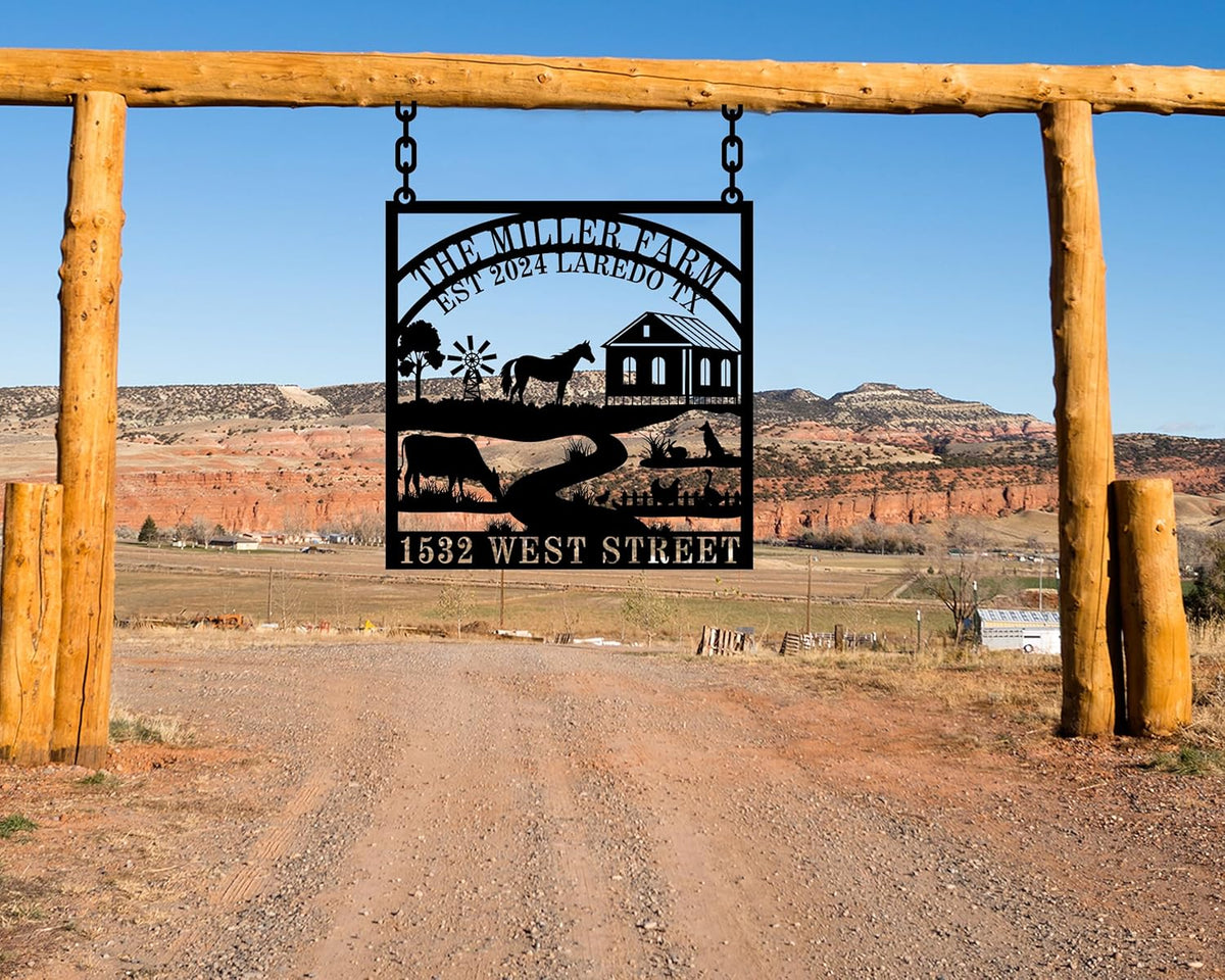 Personalized Hanging Farm Signs, Personalized Outdoor Ranch Sign, Outdoor Farm Signs Personalized Metal Farm Sign, Custom Farmhouse Decor, Custom Metal Ranch Sign,Personalized Metal Farm Sign