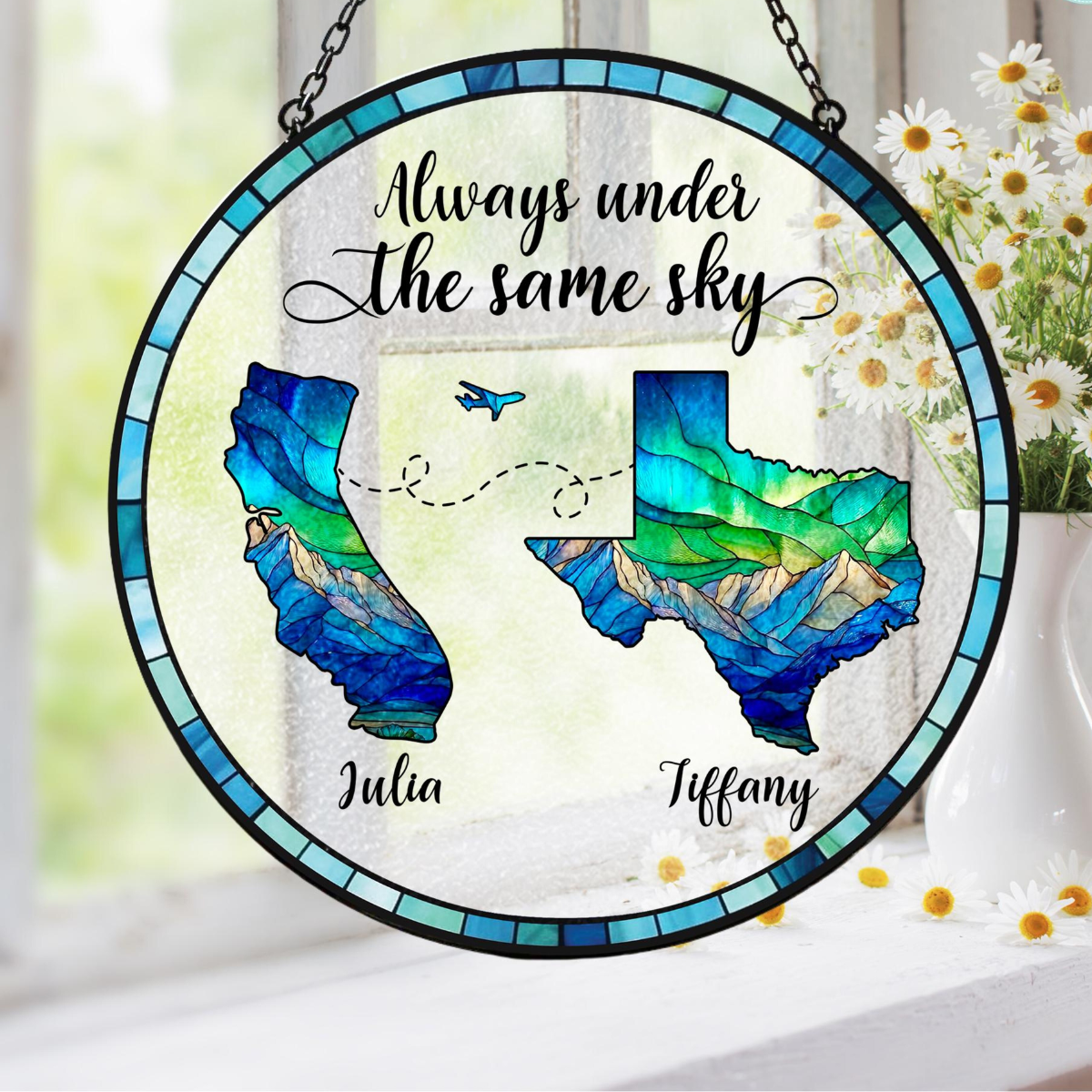 Personalized Long Distance Friendship Stained Glass Suncatcher, State To State Family Gift, Gift for Besties 91024f87-f824-446e-b2ef-95370f5b70de-4.png