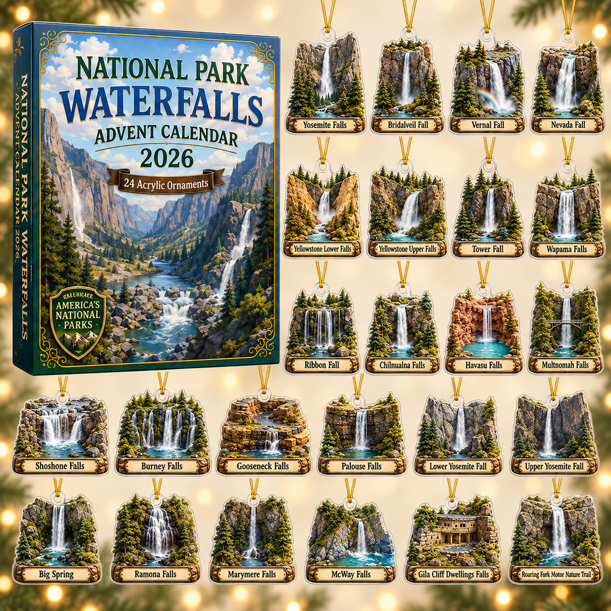 National Park Waterfalls Advent Calendar 2026 - 24-Day Festive Countdown, Acrylic Charms Blind Box - Gift For Family & Friends 911dc658-9103-491c-b974-66bdd8d1828f-waterfall-box-charms.png