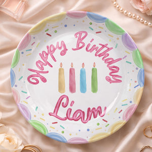 Personalized Birthday Plate, Custom Ceramic Cake Plate with Pastel Candles & Sprinkles, Custom Name Birthday Gift, Keepsake Decor 91295ec5-1de1-44a5-a39f-5f25b171e1fb-5.jpg