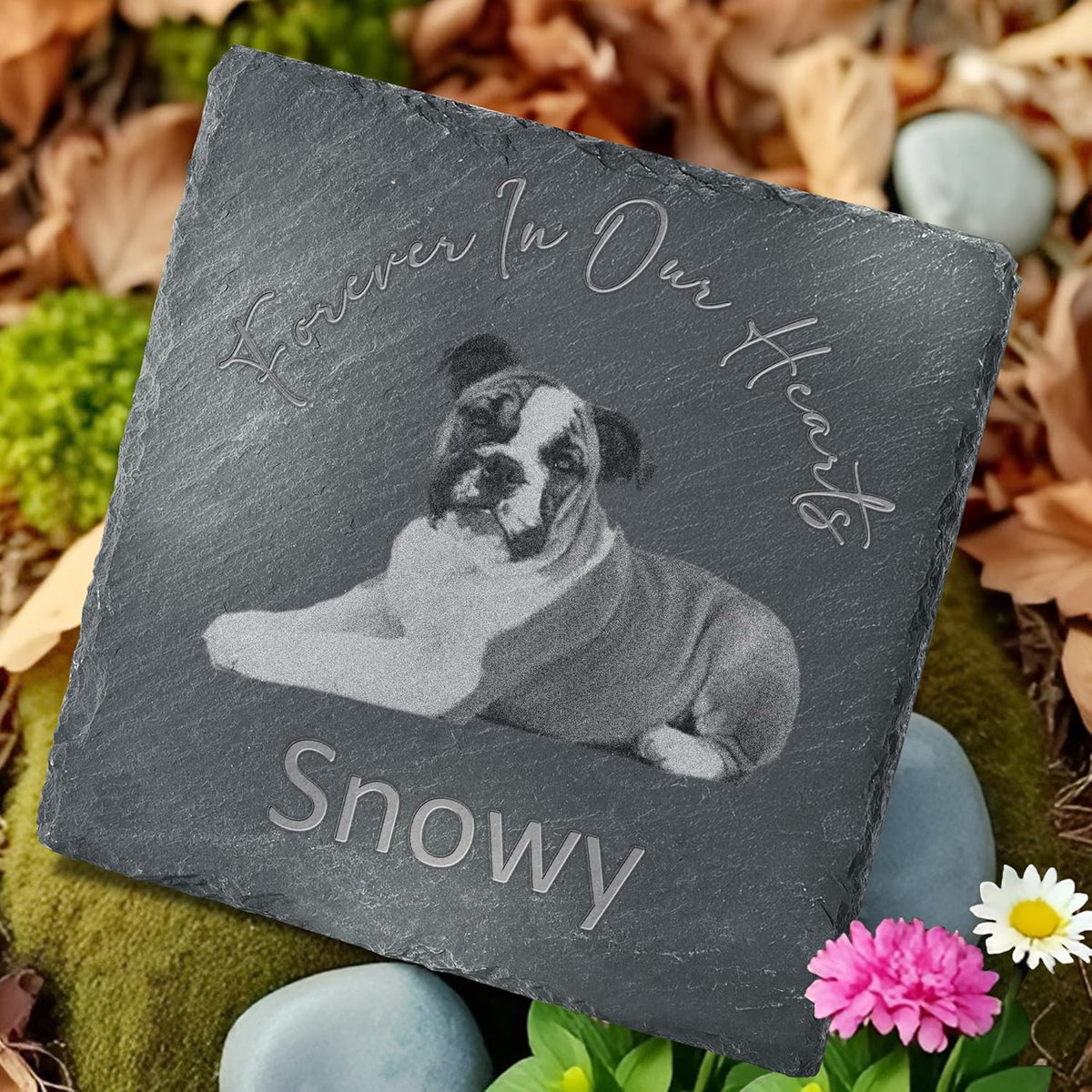 Pet Memorial Stone with Photo, Dog Memorial Gifts for Loss of Dog, Personalized Pet Memorial Gifts, Pet Loss Gift - Forever in Our Hearts