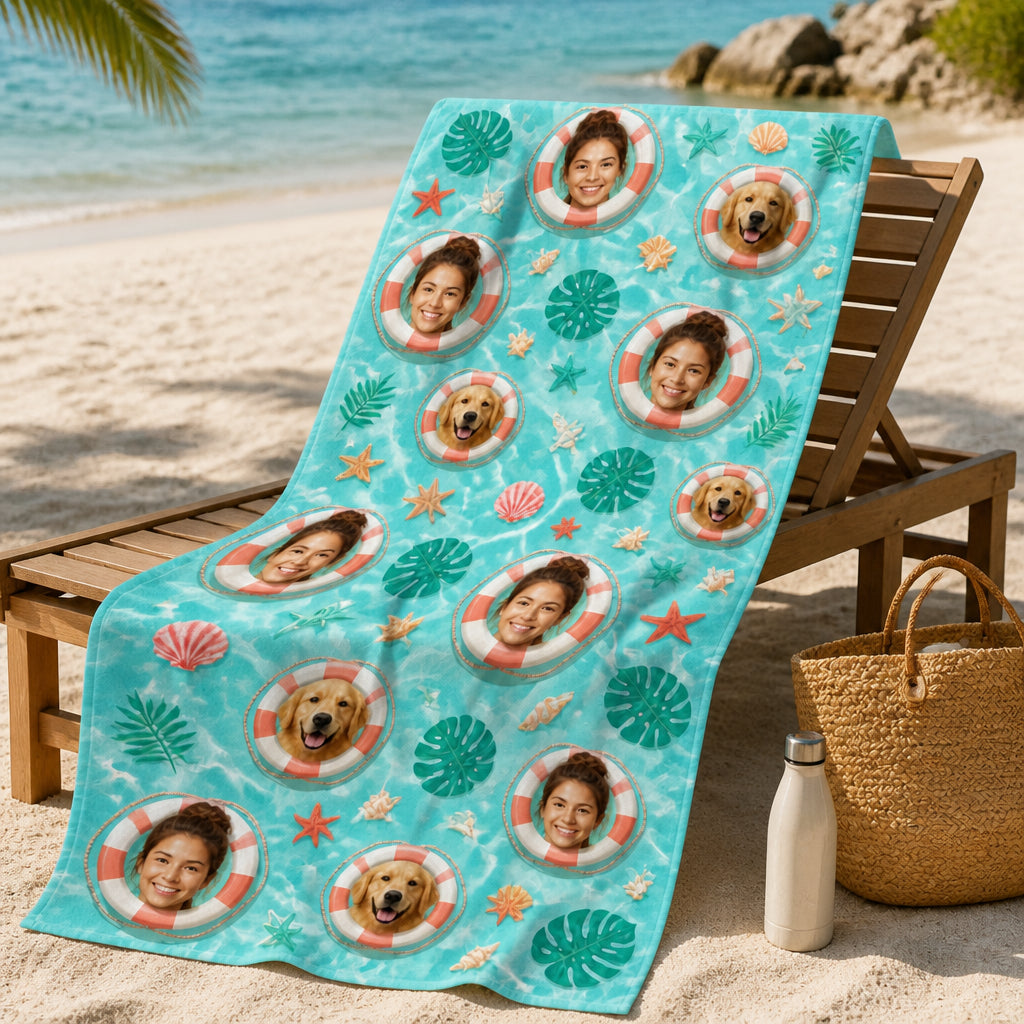Custom Faces + Pet Tropical Beach Towel - Personalized Beach Towel 912a1541-aaca-4e91-ad6c-4c75daedd3ea.jpg