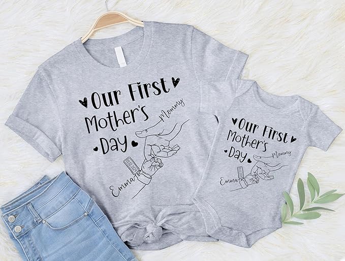 First Mothers Day Together Personalized Our First Mothers Day Matching Shirts, Custom Mom & Baby Matching Outfit, First Mothers Day Outfits