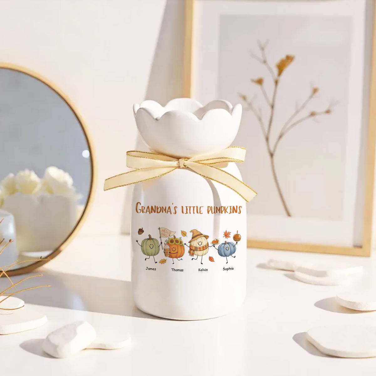 Grandma's Little Pumpkins Cute Character Bloom Vase - Personalized Ribbon Tie Flower Vase 9136df82-3a82-446d-85b2-e6a0e88bed68-2.jpg