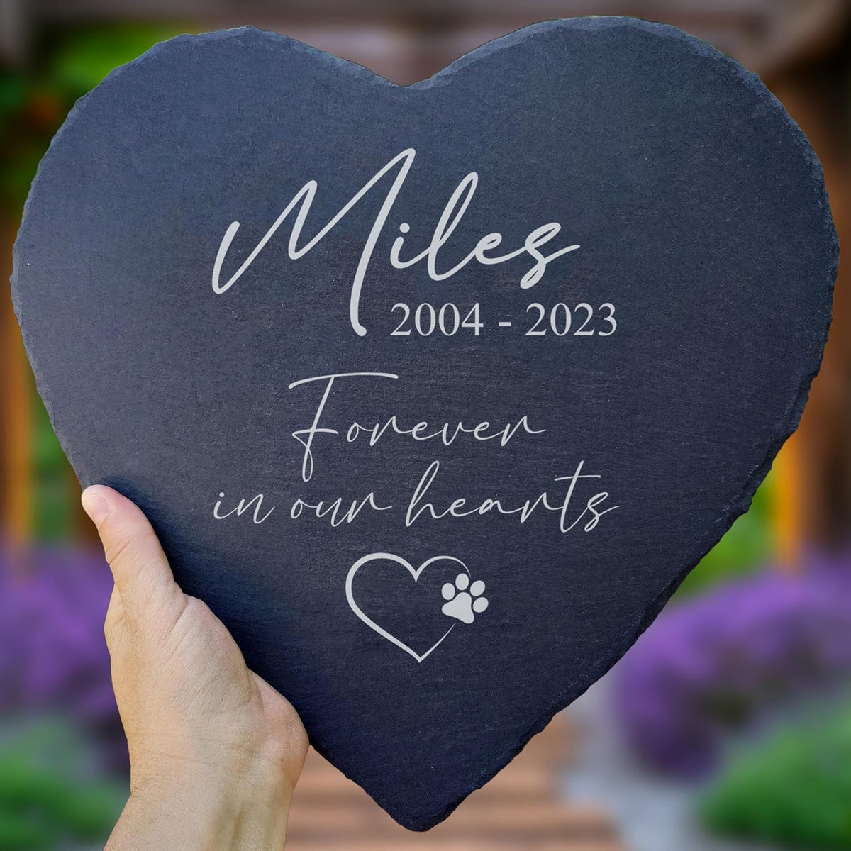 Personalized Pet Memorial Stone for Dogs and Cats | Custom Laser-Etched Weatherproof Garden Grave Marker | Natural Stone Bereavement Headstone Sympathy Gift |  Heart or Circle Shap