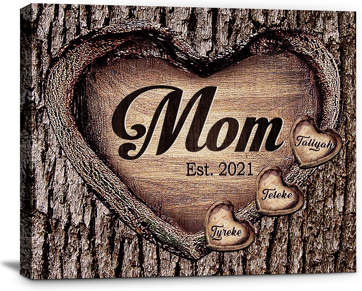 Personalized Mother's Day Gifts for Mom from Son Daughter Unique Birthday Presents for Mom Custom Heart Canvas Prints Rustic Wall Art Home Decor