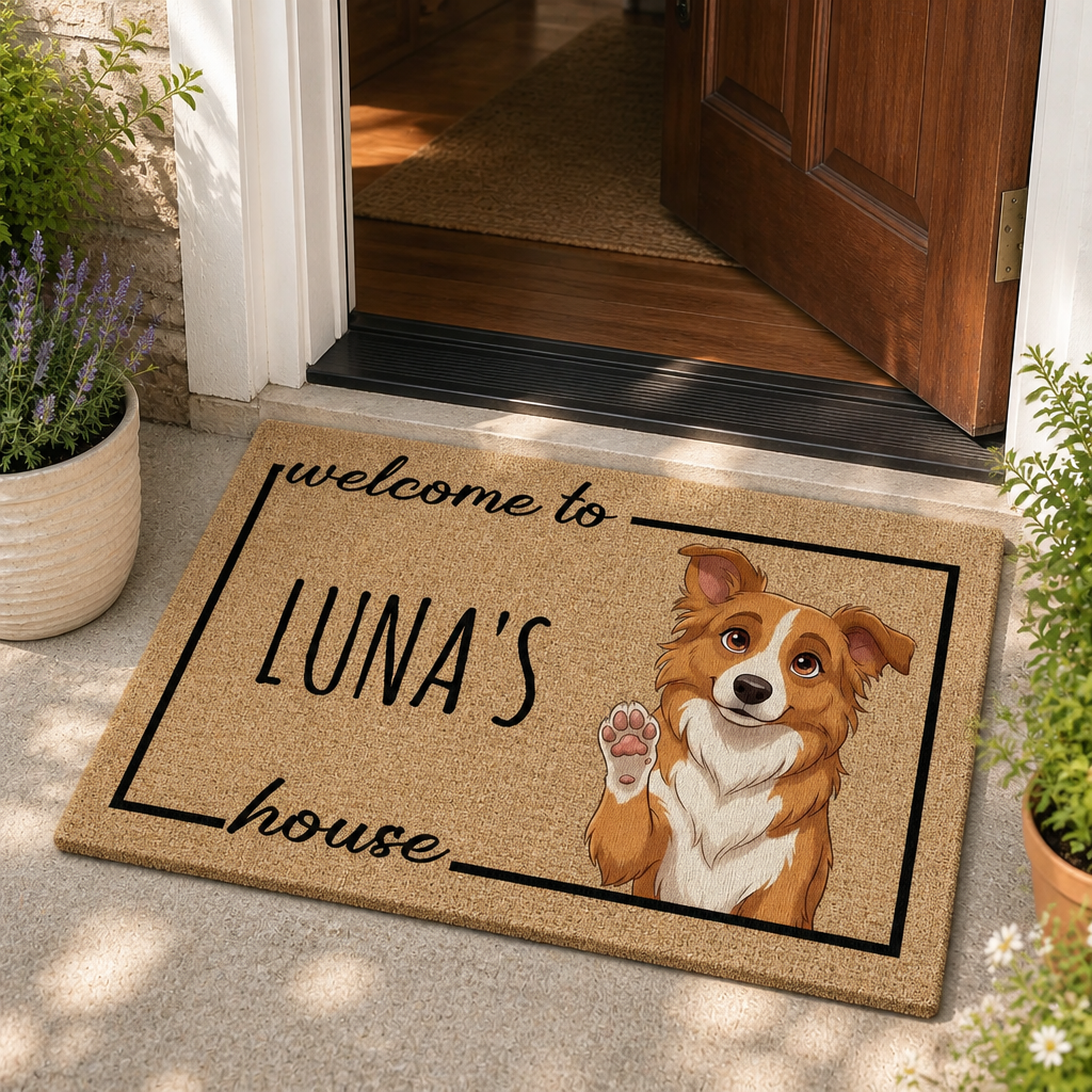 Custom Pet Welcome Doormat – Photo-to-Cartoon Portrait with Pet Name - Personalized Doormat 9156f322-9fc9-4f56-bbc6-a24342b39b50.png