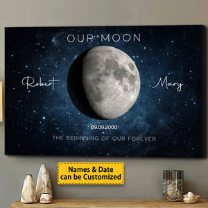 Our Moon Anniversary Gift for Couple - Personalized Moon Phase Canvas / Poster Valentine Gift For Him Gift For Her Anniversary Gift Wedding Gift