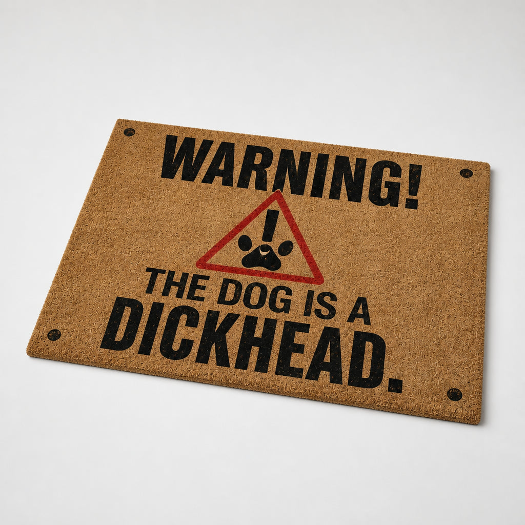 Warning The Dog Is A Dickhead Doormat – Caution Triangle Edition - Doormat 915e9cf5-205b-4d89-9ead-3a43d9a3babc.jpg
