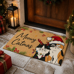Meowy Catmas Holiday Cats Doormat - Doormat 91651428-a820-4205-94b6-0ff843cd8d2b.jpg