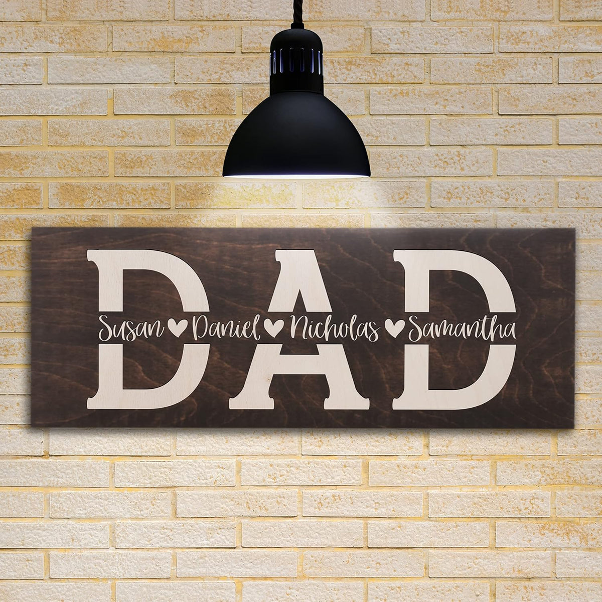 Fathers Day 2025 Gift, Dad Sign with Kids Names - Personalized Woodsign Gift for Dad from Daughter, Son