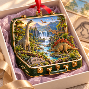 Personalized Jurassic Dinosaur 3D Suitcase Christmas Ornament – Prehistoric Keepsake & Gift for Dinosaur Lovers 917bfa85-f76c-4b9e-a31c-33d98c427687-Jurassic-diorama-suitcase-in-a-gift-box-2.png