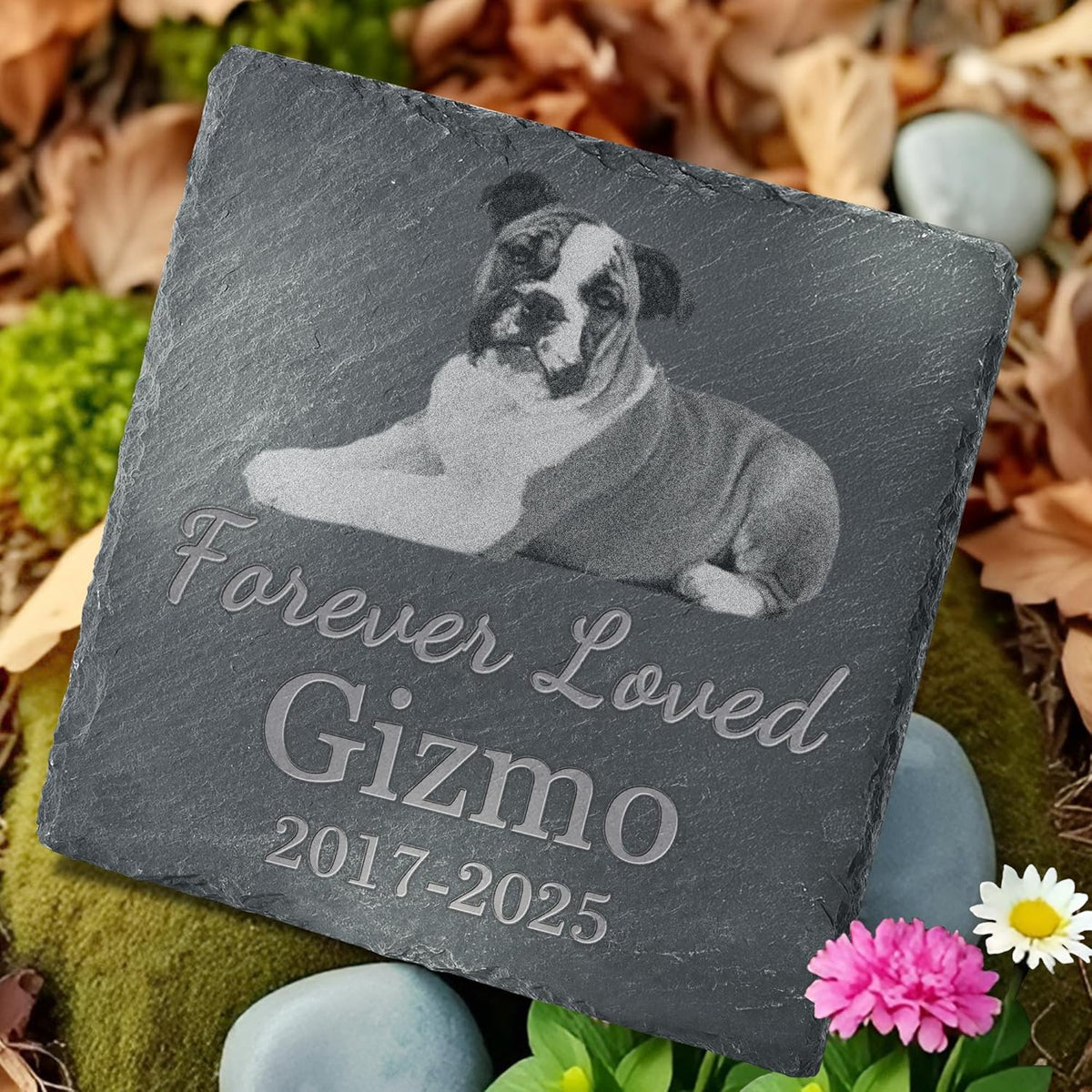 Pet Memorial Stone with Photo, Dog Memorial Gifts for Loss of Dog, Personalized Pet Memorial Gifts, Pet Loss Gift - Forever Loved