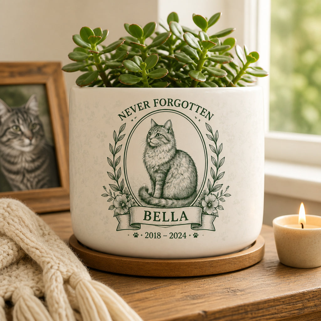 Never Forgotten Cat Memorial Planter – Personalized Name & Years - Personalized Plant Pot & Vase 9184b3d7-6483-4df6-b6c1-4837327130b1.jpg
