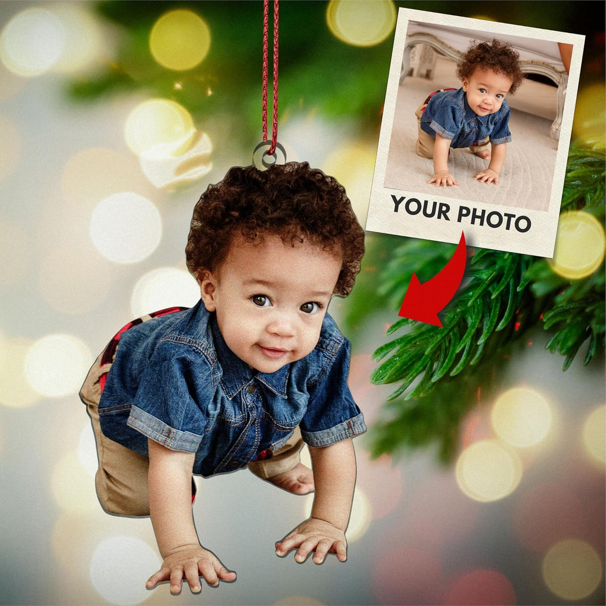 Personalized Photo Ornament, Custom Christmas Ornaments, Double-Sided Print, 2D Acrylic Christmas Gift For Family Bestie Friend Sister