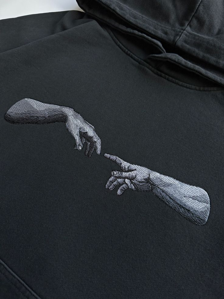 The Creation of Adam embroidery Hoodie