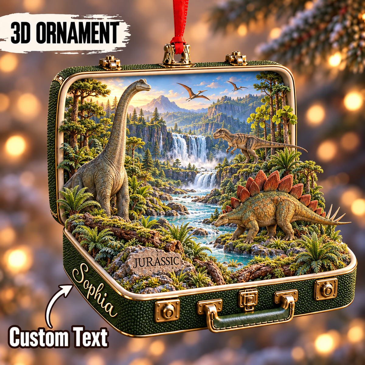 Personalized Jurassic Dinosaur 3D Suitcase Christmas Ornament – Prehistoric Keepsake & Gift for Dinosaur Lovers 919cfe94-a4e6-4f9e-8a5f-c78bfcaba496-Sophia-s-Jurassic-Valley-Suitcase-Ornament.png