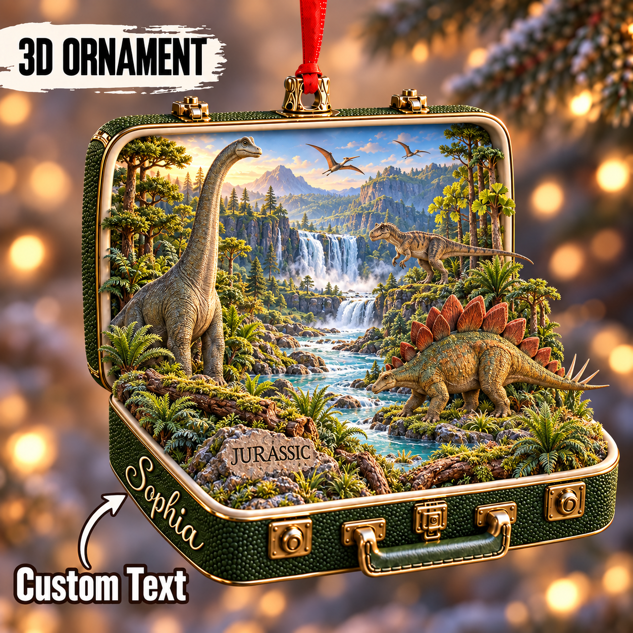 Personalized Jurassic Dinosaur 3D Suitcase Christmas Ornament – Prehistoric Keepsake & Gift for Dinosaur Lovers 919cfe94-a4e6-4f9e-8a5f-c78bfcaba496-Sophia-s-Jurassic-Valley-Suitcase-Ornament.png