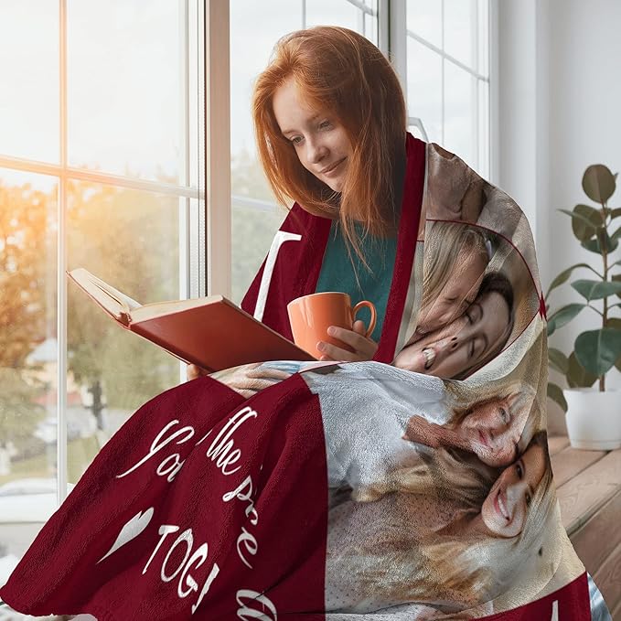 Personalized Mothers Day Birthday Gifts for Mom from Daughter Son, Custom Throw Picture Blanket for Mama, Best Mom Ever, Customized Christmas Valentines Gifts for Wife from Husband